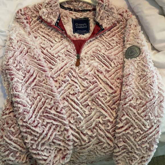 Simply Southern Jackets & Coats Simply Southern Pink Fuzzy Jacket